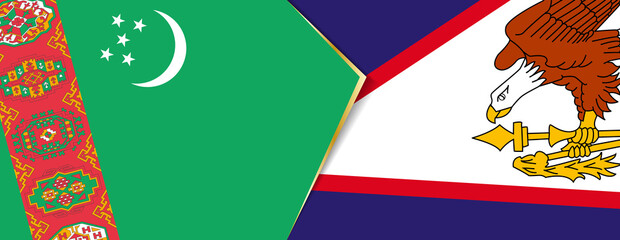 Turkmenistan and American Samoa flags, two vector flags.