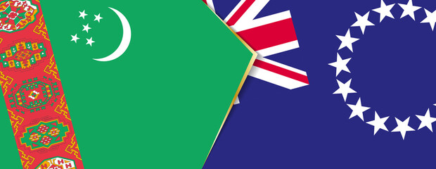 Turkmenistan and Cook Islands flags, two vector flags.