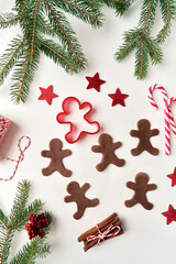 Gingerbread men on white background