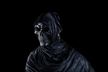 Grim reaper isolated on black background with clipping path