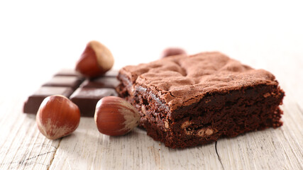 chocolate cake,  brownie and hazelnut