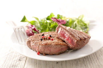 grilled steak fillet and pepper
