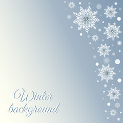 Naklejka na ściany i meble Winter card with snowflakes. Vector holiday illustration