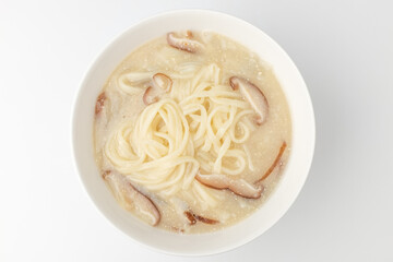 Perilla noodles on a white background
