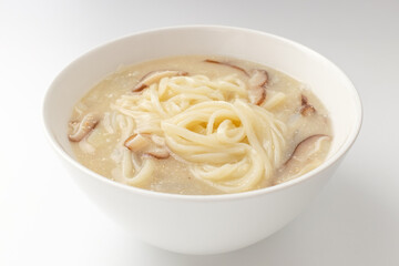 Perilla noodles on a white background