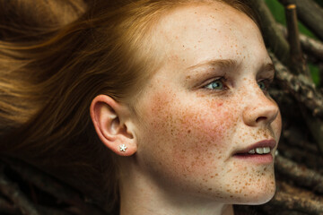 Portrait of readhead woman with freckles