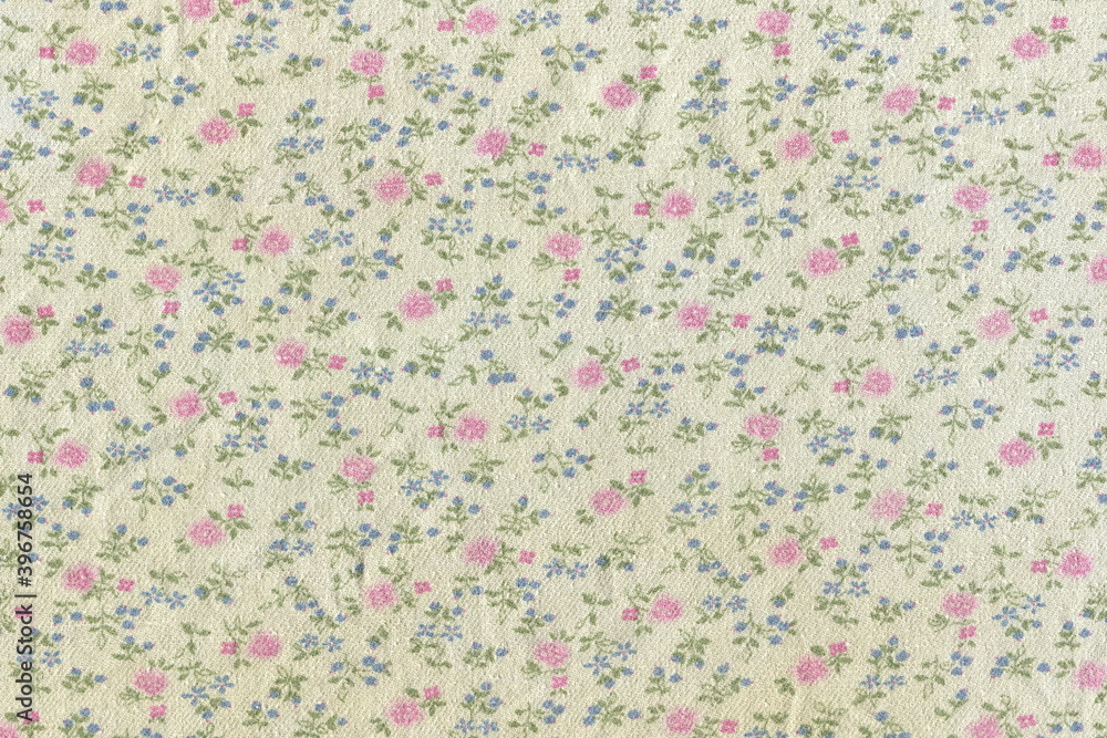Poster texture of cotton fabric in a small flower. abstract background of simple rural fabric. rough natura