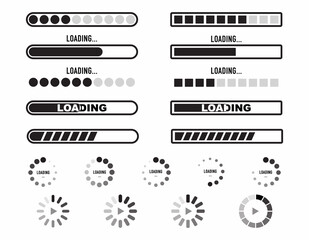 Progress loading bar, set of icons. Load symbol. Hand-drawn sketch vector