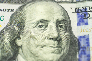 Obraz na płótnie Canvas American President Franklin's view on the 100 dollar banknote