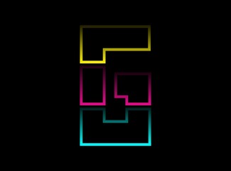 G letter vector desing, Cmyk color font logo. Dynamic split blue, pink, yellow color on black background. For social media,design elements, creative poster, web template and more