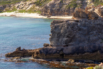 Obraz premium The cliff faces of Cape Northumberland in Port MacDonnell South Australia on November 10th 2020