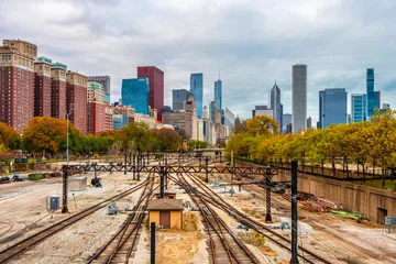 Acrylic prints Railway Chicago City skyline view in Illinois of USA.
