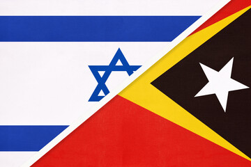 Israel and East Timor, symbol of national flags from textile.
