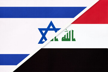 Israel and Iraq, symbol of national flags from textile.