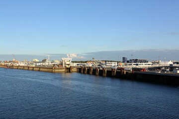 Fototapeta na wymiar view of calais port leaving in a ferry