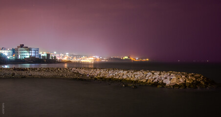 city skyline at night
