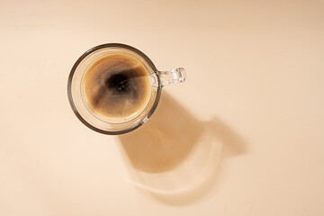 Glass cup of espresso coffee