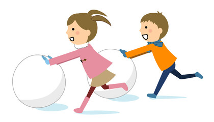 雪遊びをする子供達