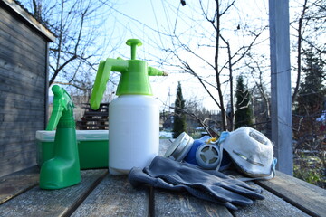 Garden maintenance tools pruner gloves sprayer garden first aid kit and respirator. Garden...