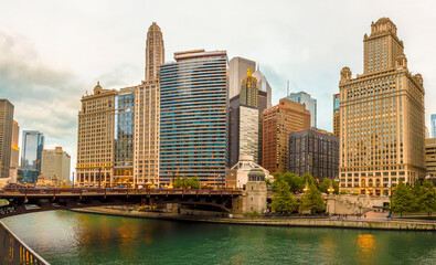 Obraz premium Chicago City riverside view in USA
