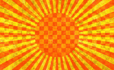 赤の放射線。金色の背景。太陽。古い紙の素材。
Red radiation. Golden...