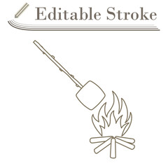 Iicon Of Camping Fire With Marshmallow