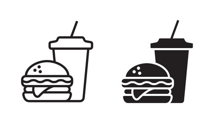 Fast food icon set. Vector graphic illustration. Suitable for website design, logo, app, template, and ui. 