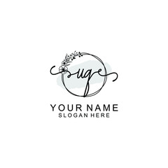 Initial UQ Handwriting, Wedding Monogram Logo Design, Modern Minimalistic and Floral templates for Invitation cards