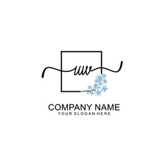 Initial UW Handwriting, Wedding Monogram Logo Design, Modern Minimalistic and Floral templates for Invitation cards