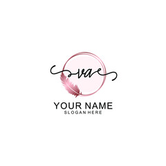 Initial VA Handwriting, Wedding Monogram Logo Design, Modern Minimalistic and Floral templates for Invitation cards