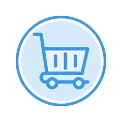 shopping cart icon vector illustration. shopping cart icon blue color design.