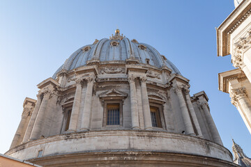 Fototapeta na wymiar The Dome of Papal Basilica of Saint Peter in the Vatican, Rome