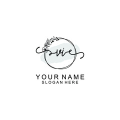 Initial VI Handwriting, Wedding Monogram Logo Design, Modern Minimalistic and Floral templates for Invitation cards