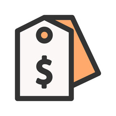 price tag icon vector illustration. price tag icon lineal color design.