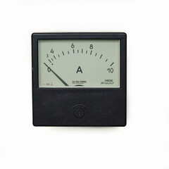Old analog ammeter isolated on a white background