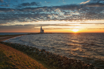 Fototapeta premium The lighthouse Het Paard van Marken on the island of Marken