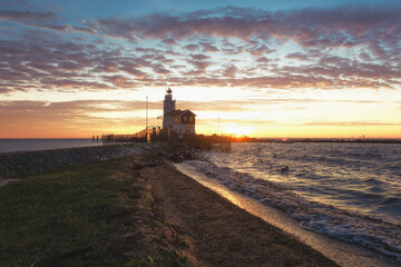 The lighthouse Het Paard van Marken on the island of Marken