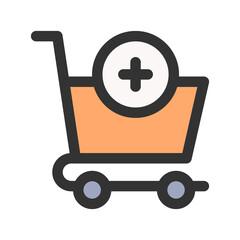 add to shopping cart icon vector illustration. add to shopping cart icon lineal color design.