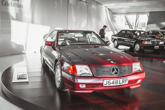 Stuttgart, Germany - February 06, 2020: Mercedes-Benz Museum - Mercedes-Benz 500 SL (R 129) 1991 Princess Diana's car