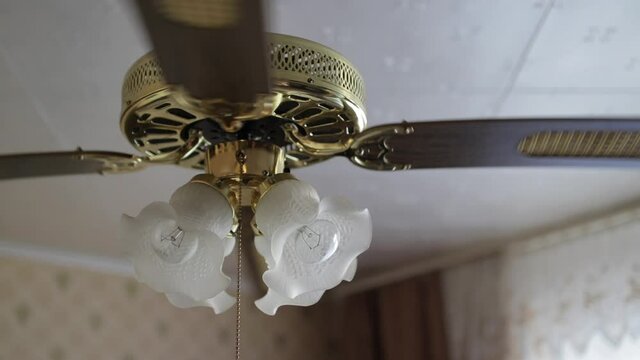 Beautiful vintage ceiling fan with chandelier in the house
