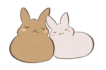 シンプルでかわいいうさぎのカップルイラスト