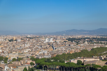Fototapeta na wymiar Rome Cityscape Skyline from Vatican City Basilica