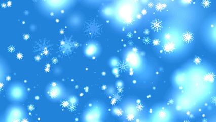 snowflake eight and six star six branch short thorn wing falling with ice dust snow blue background