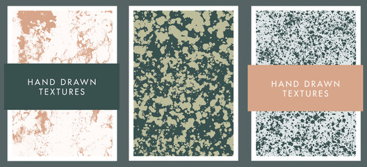 Set of abstract backgrounds and hand drawn textures. Vector illustration.