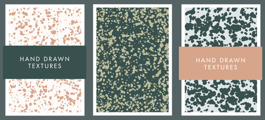 Set of abstract backgrounds and hand drawn textures. Vector illustration.
