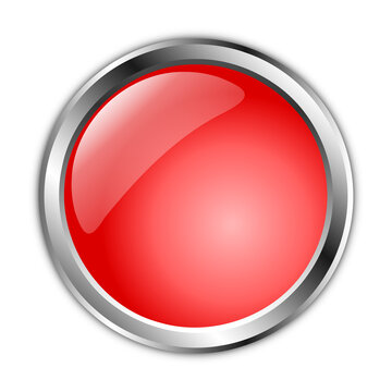 drawing of a 3d red button with a silver border