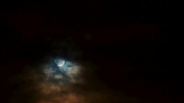 moon light in the dark night, time lapse