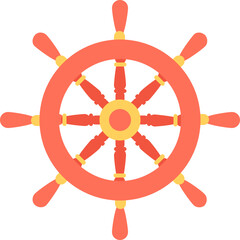 Obraz premium Ship Steering Wheel Flat vector Icon 