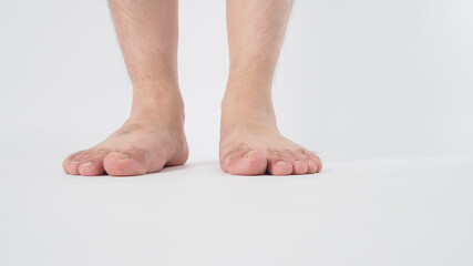 Male leg is isolated on white background