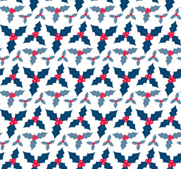 Obraz premium Christmas plants seamless pattern. Merry christmas repeating texture winter flowers.Tileable Holiday background. Vecto illustration
